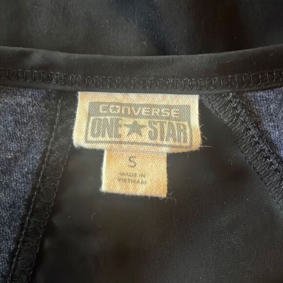 Converse One Star Black Blue Colorblock Long Sleeve Top Small Skate Grunge Emo - Picture 4 of 8